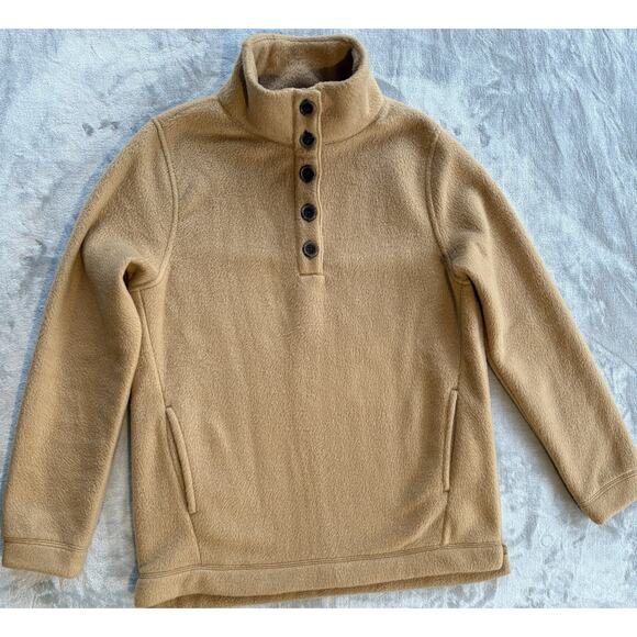 J.CREW Sweaters - J. Crew Fleece Pullover Women XXS Tan Sherpa Button Front Tunic Jacket Lagenlook